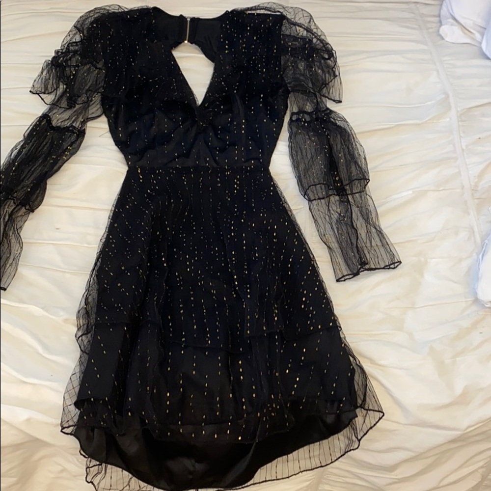Open Back Black and Gold Dress